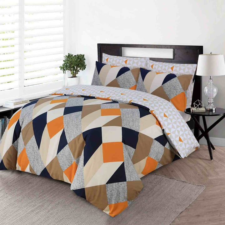 Pure cotton geometric 3D duvet cover set