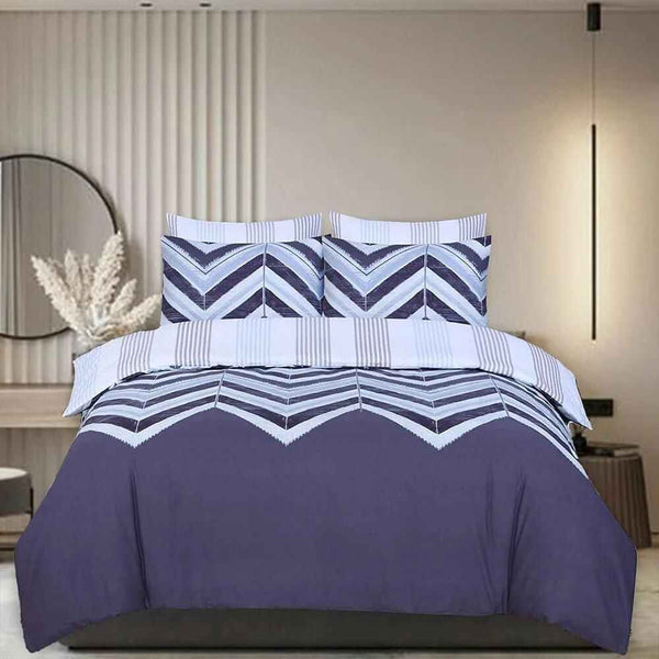 Purple & White Savchi Printed Cotton Duvet Cover Set - Soft & Stylish