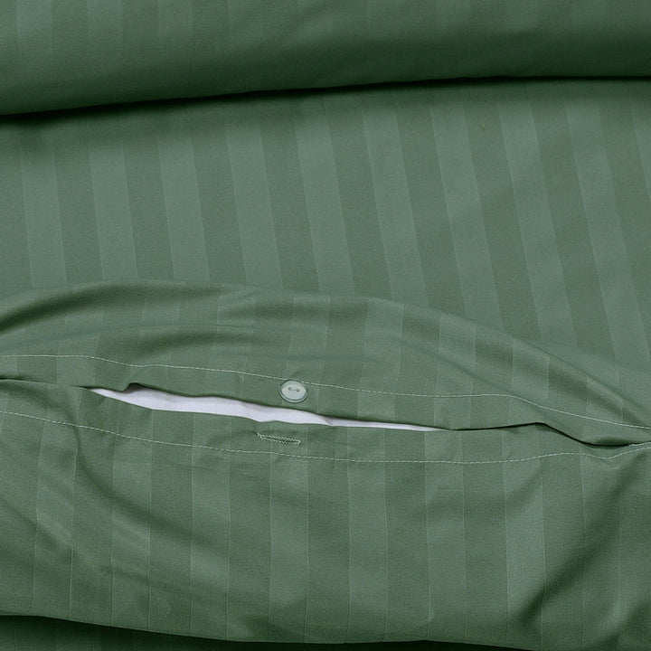 Reversible green stripe duvet cover set UK