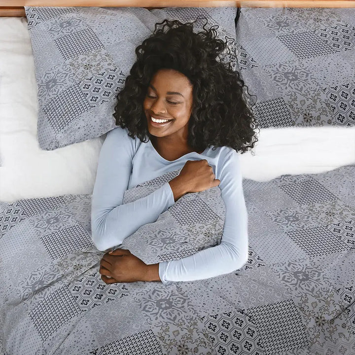 Shop Reversible Cotton Quilted Duvet Cover Set - Marrocoas
