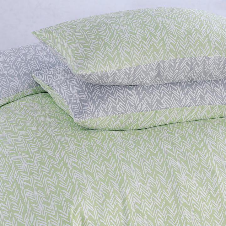 Silver sage bed set with deep fitted sheet and covers