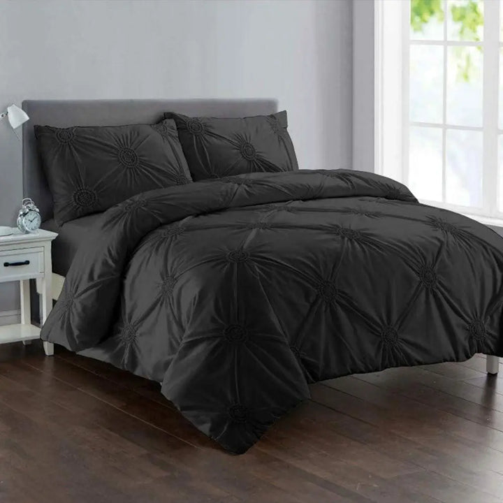 Sunflower Fancy Duvet Cover Set - Black DTEX HOMES