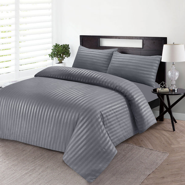 Luxury Stripes Bedding Set Duvet Cover Set - Grey