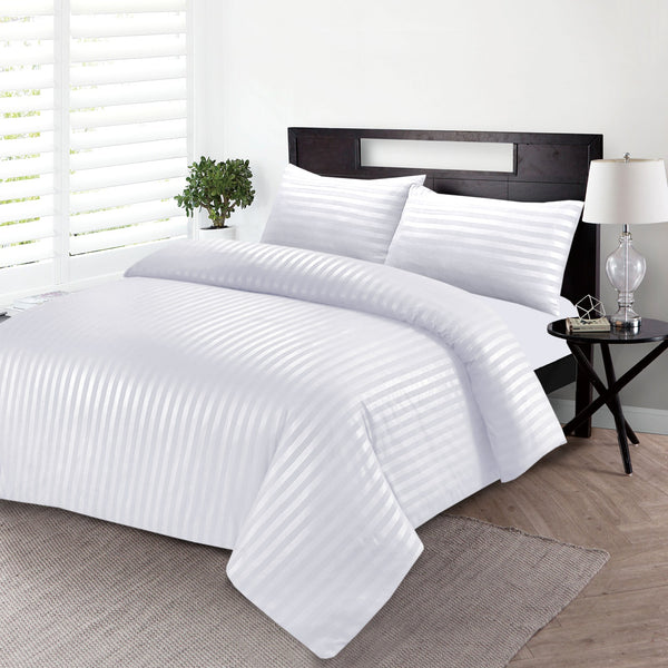 Luxury Stripes Bedding Set Duvet Cover Set - White