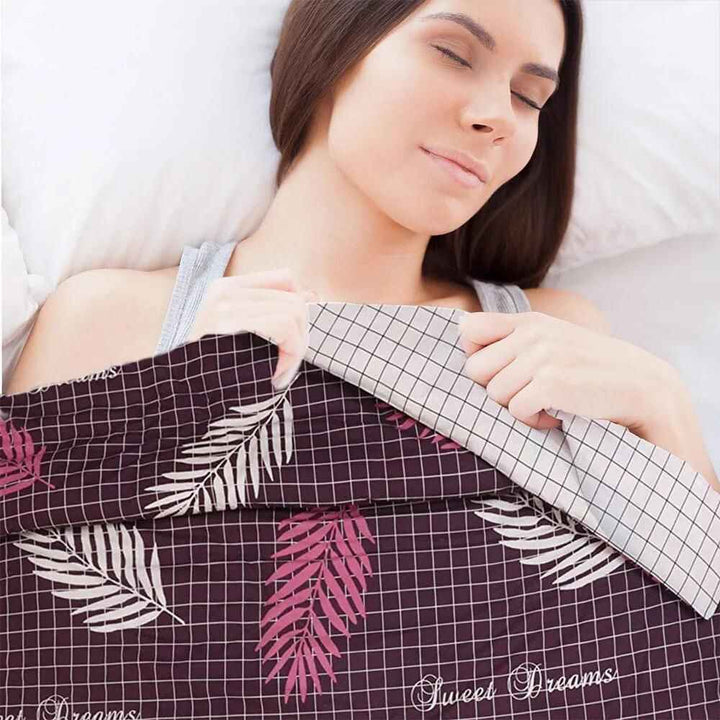 aubergine floral print duvet cover set