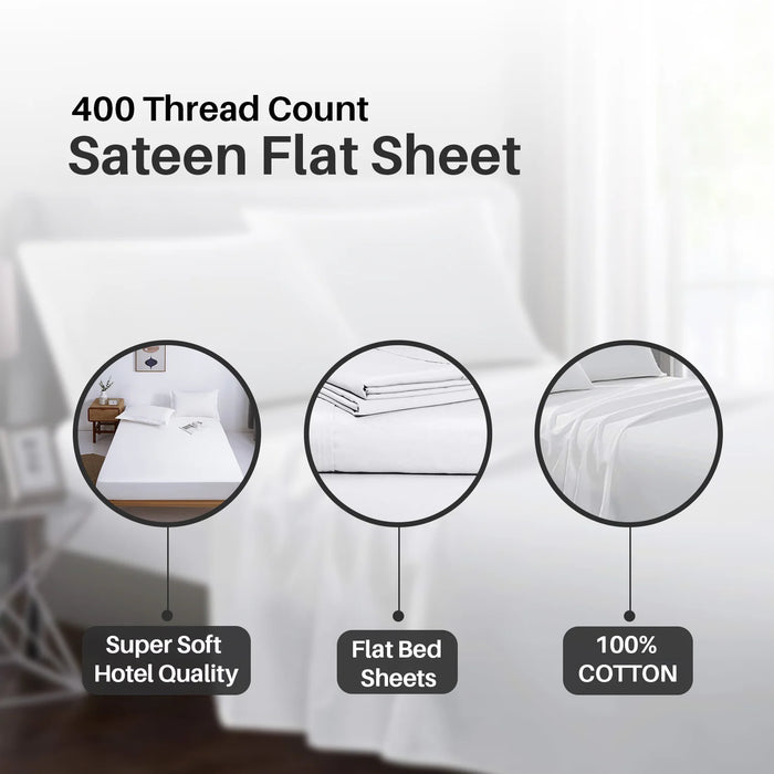 White Flat Bed Sheets - SuperKing
