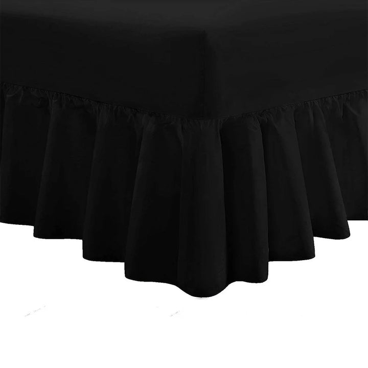 Deep Frilled Fitted Black Valance Sheet 