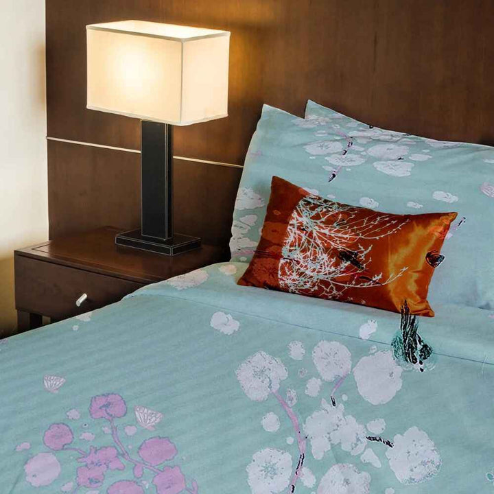 duck egg printed blossom duvet cover set
