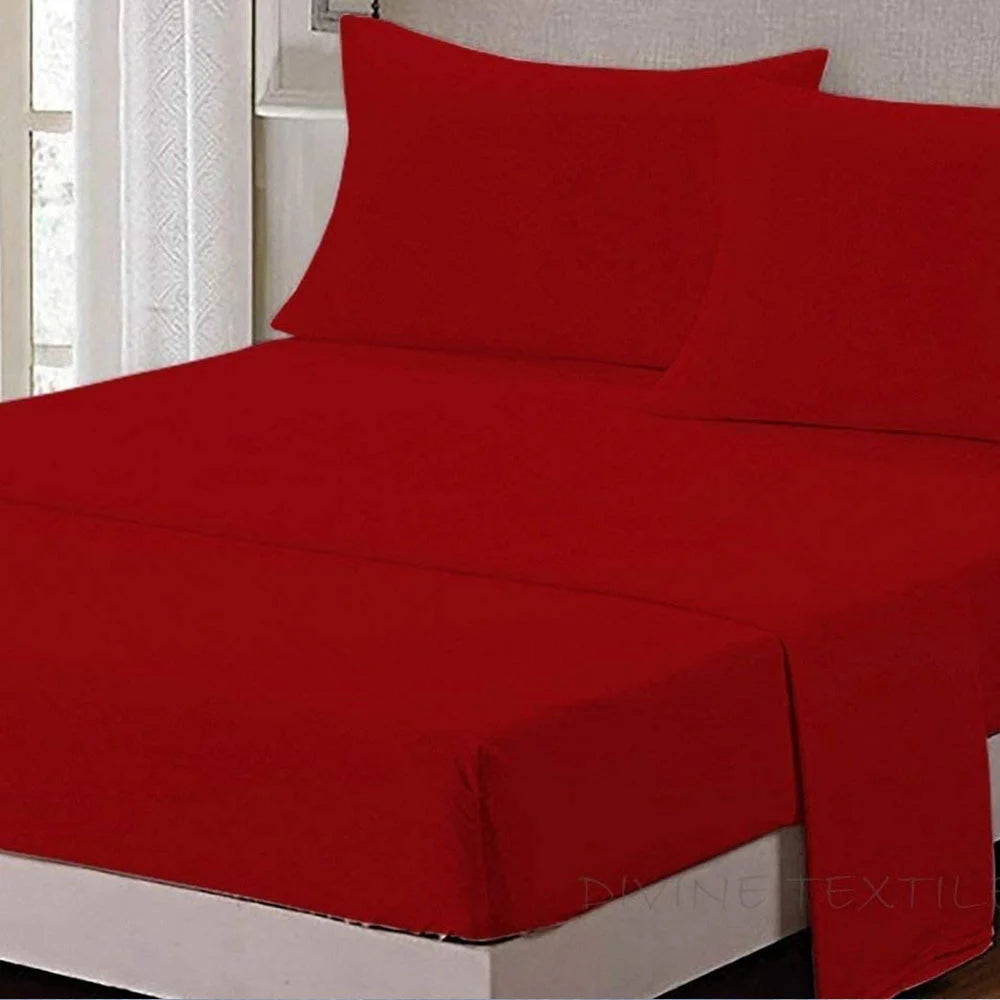 egyptian cotton red flat bed sheet