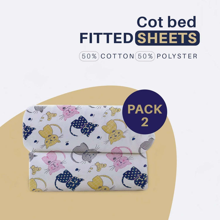 baby cot bed sheet - Sweet Kitten Print