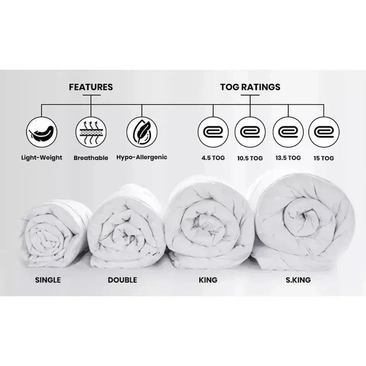 hotel quality all season duvet quilt 4.5 10.5 13.5 15 tog