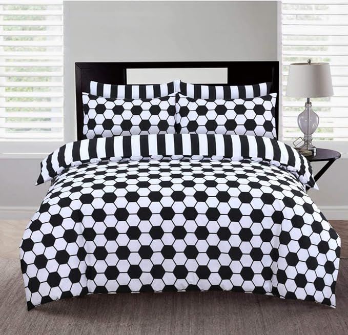 Hexagon Print Reversible Cotton Duvet Quilt Cover Set