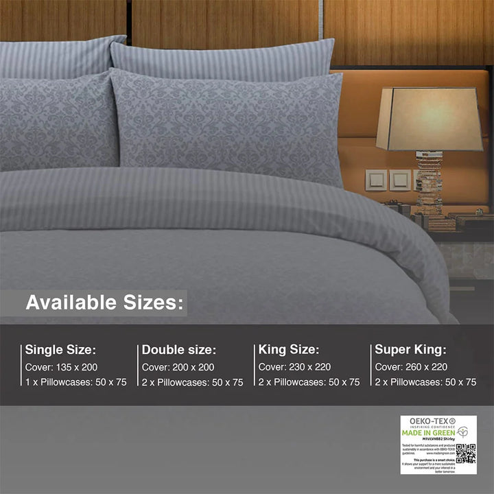 light grey cotton duvet cover with pattern