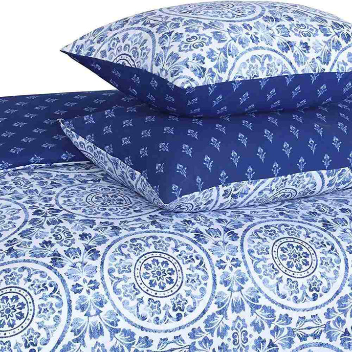 luxury blue and white Greek duvet cover set 100% cotton - Pillow Cases