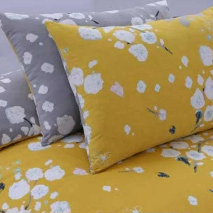 luxury cotton duvet cover set mustard yellow blossom