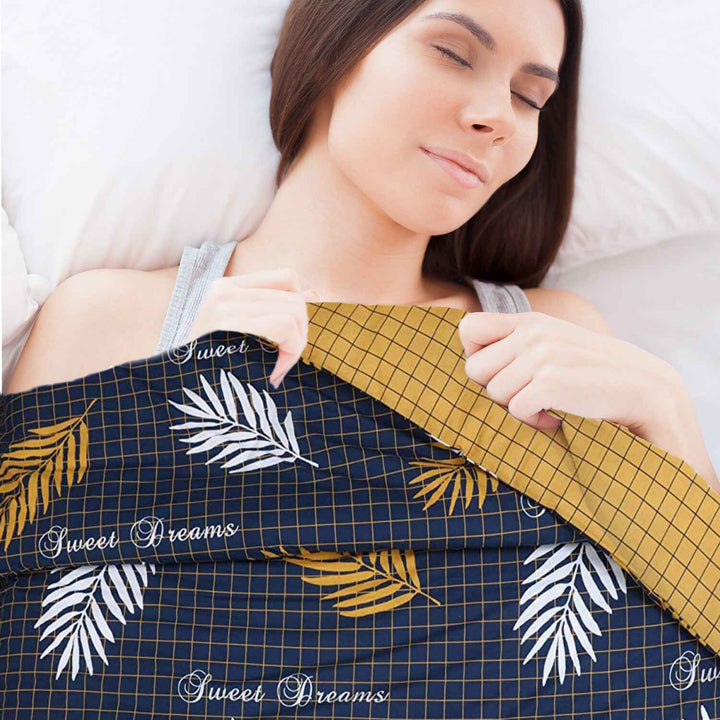 luxury cotton duvet cover set navy mustard colors