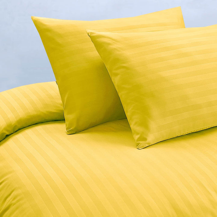 luxury mustard striped duvet cover set UK