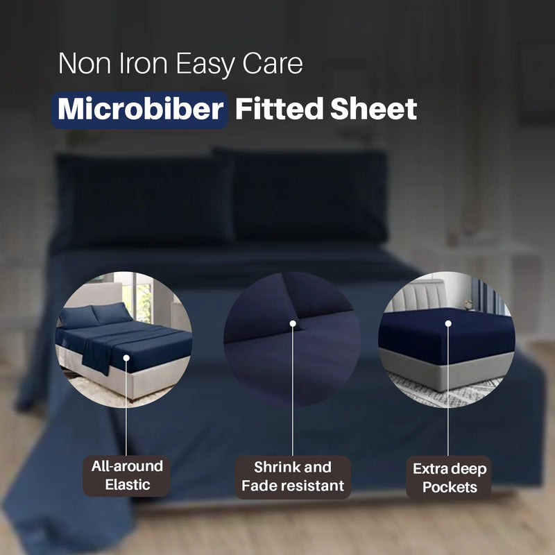 Navy Blue Extra Deep Fitted Microfiber Sheets