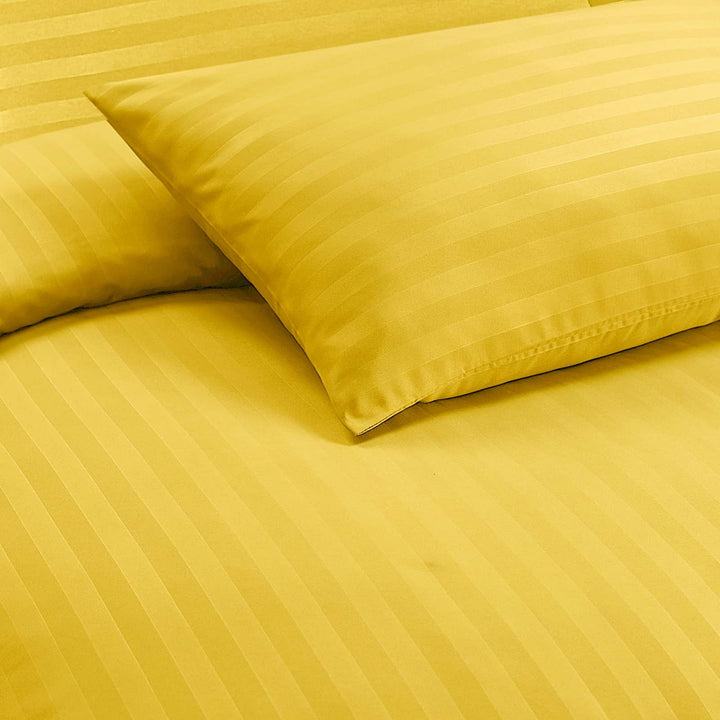 mustard stripe bedding set with pillow cases