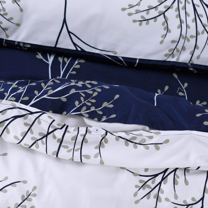 navy blue duvet cover with matching pillowcases and sheet