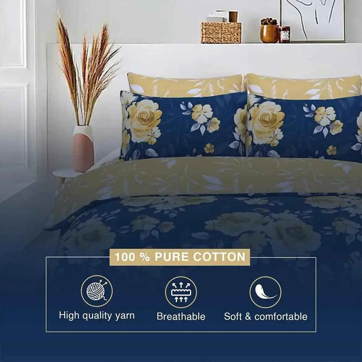 pure cotton duvet cover with vintage rose pattern