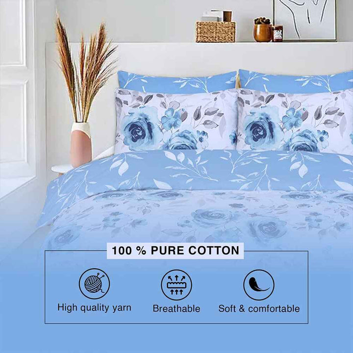 pure cotton floral duvet cover with pillowcases