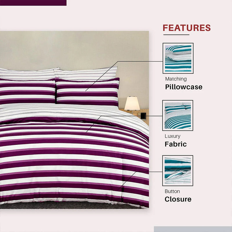 purple and white duvet cover