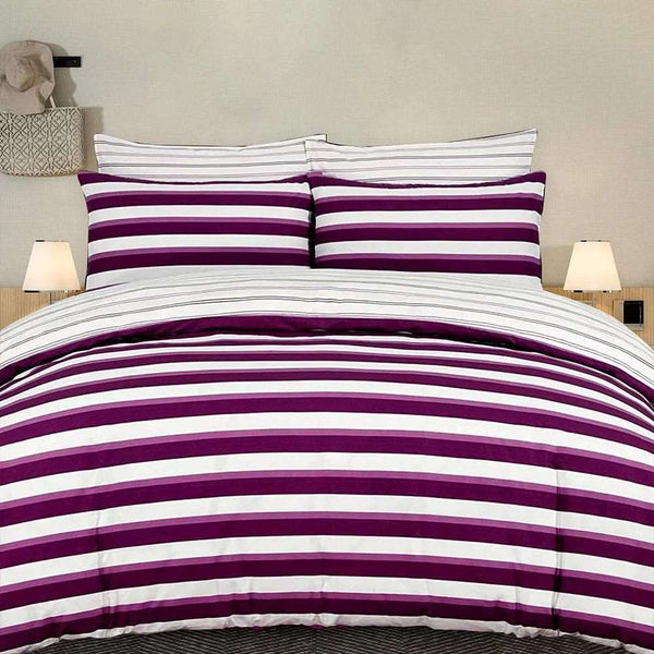 Purple Striped Duvet Cover Set