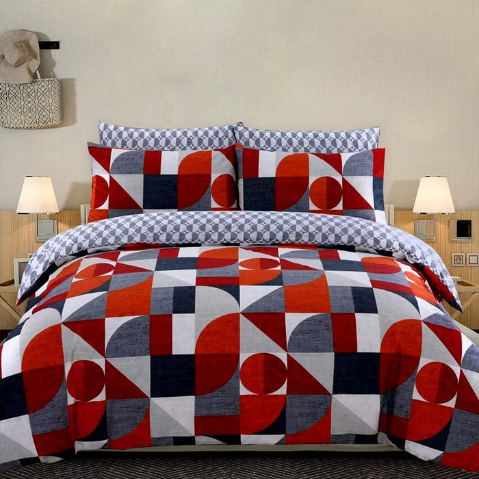 geometric print red bed set