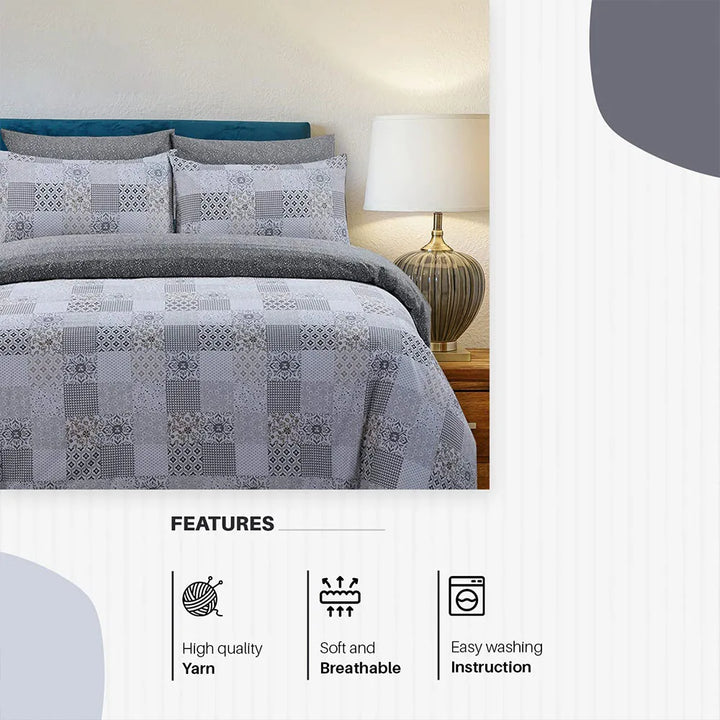 reversible Marrocoas style cotton duvet cover set