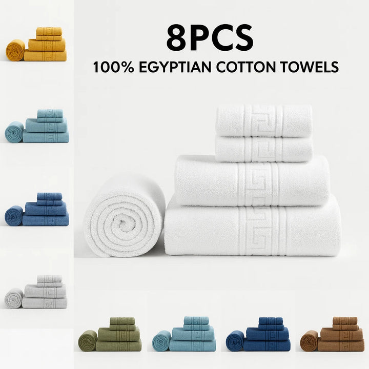Luxury 8 Piece Bale Set 100% Egyptian Cotton Towel 4 Face, 2 Hand & 2 Bath Towel DTEX HOMES