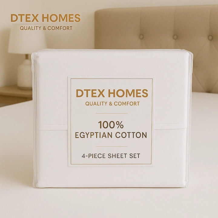 Luxury 200TC Egyptian Cotton Sheet Set 1 x Fitted Sheet Flat Sheet &2 Pillowcase DTEX HOMES
