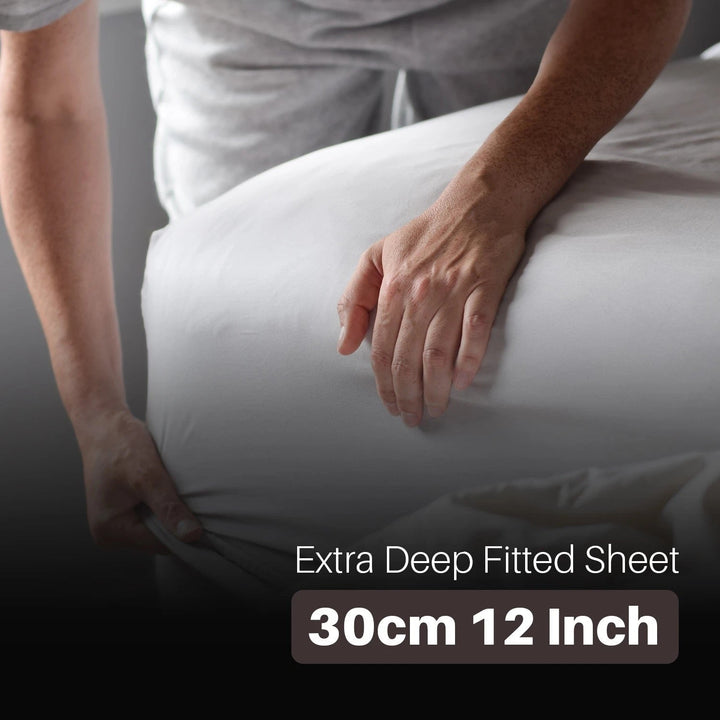 4pcs Sheet Set - 1 x Terry Mattress Protector, 1 x FittedSheet & 2 xPillowcases DTEX HOMES