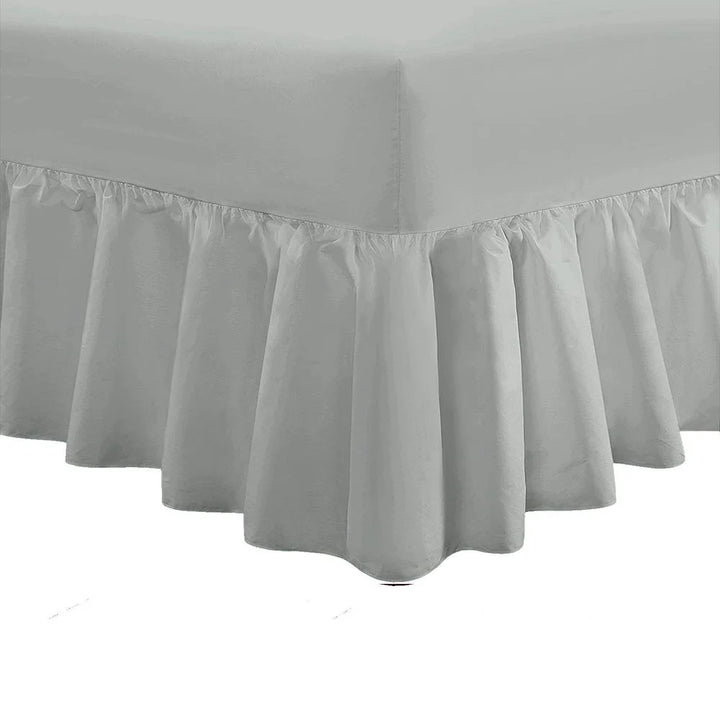 Best Frilled Fitted Bed Valance Sheet - Silver - Extra Deep DTEX HOMES