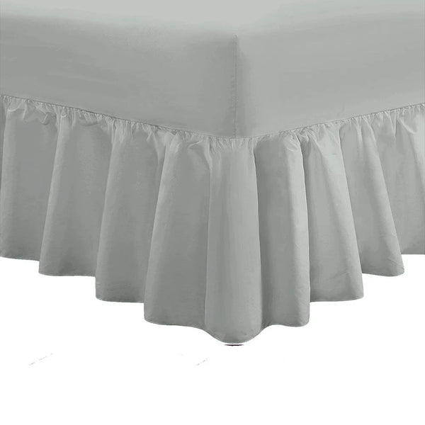 Best Frilled Fitted Bed Valance Sheet - Silver - Extra Deep