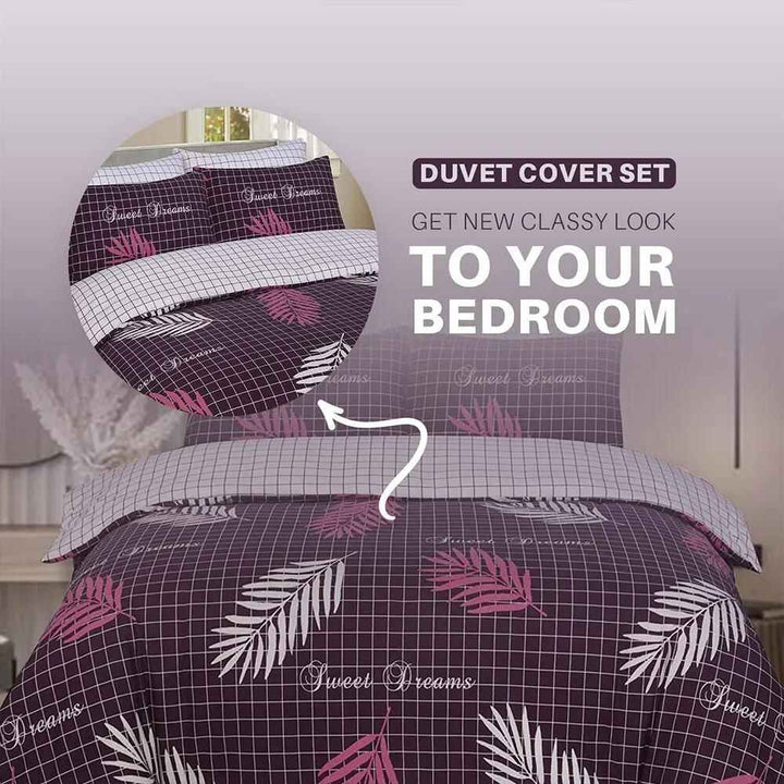 soft cotton duvet cover in aubergine color