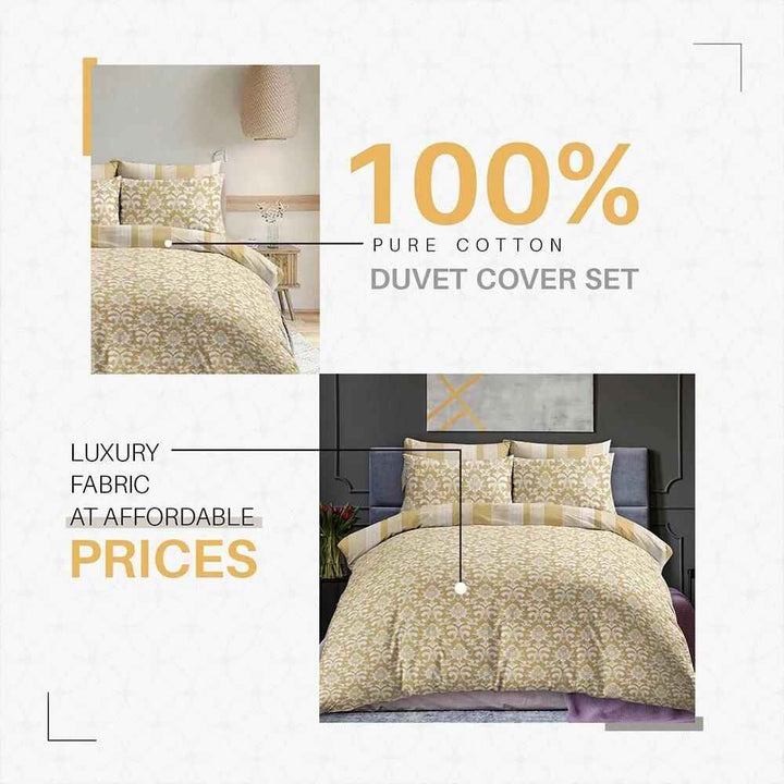 stylish printed mustard duvet cover