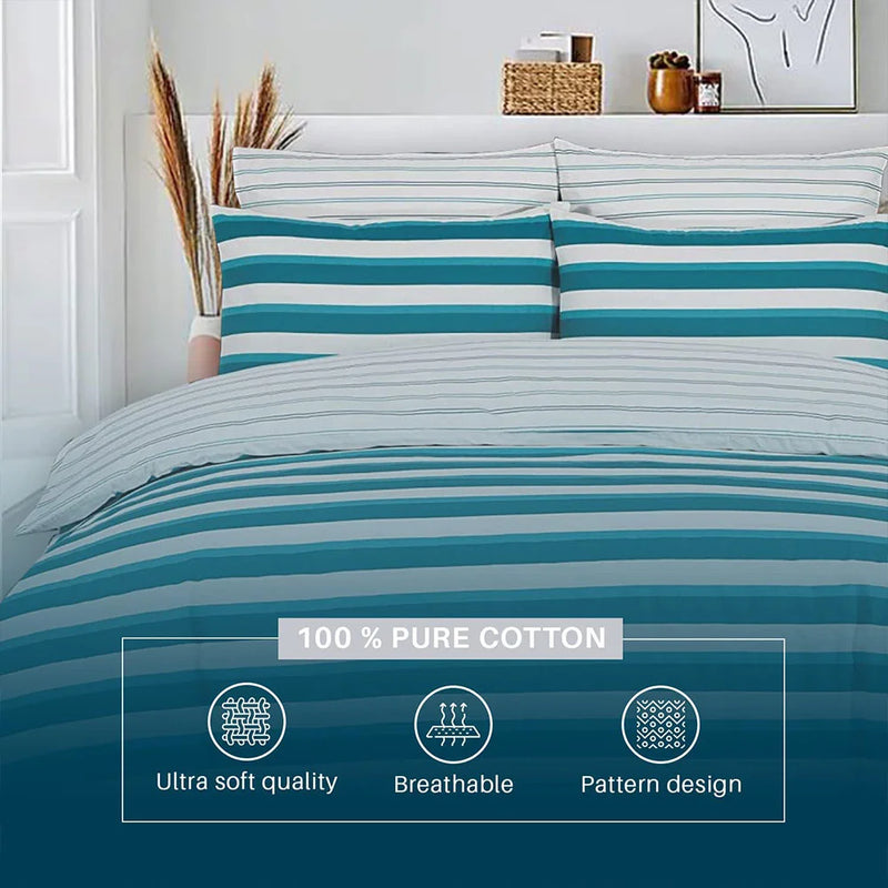 teal striped duvet covers