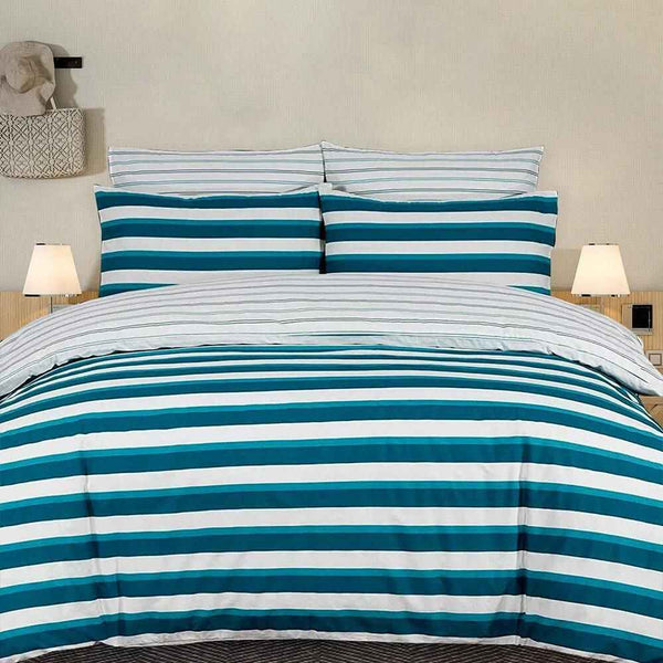 teal striped duvet cover