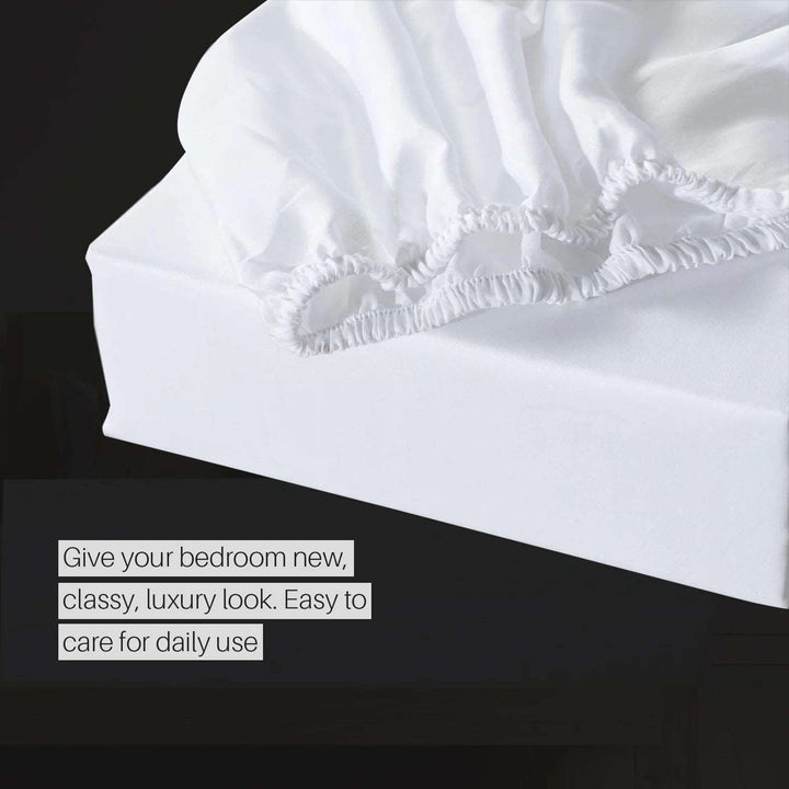 white 800 thread count cotton fitted sheet with pillowcases