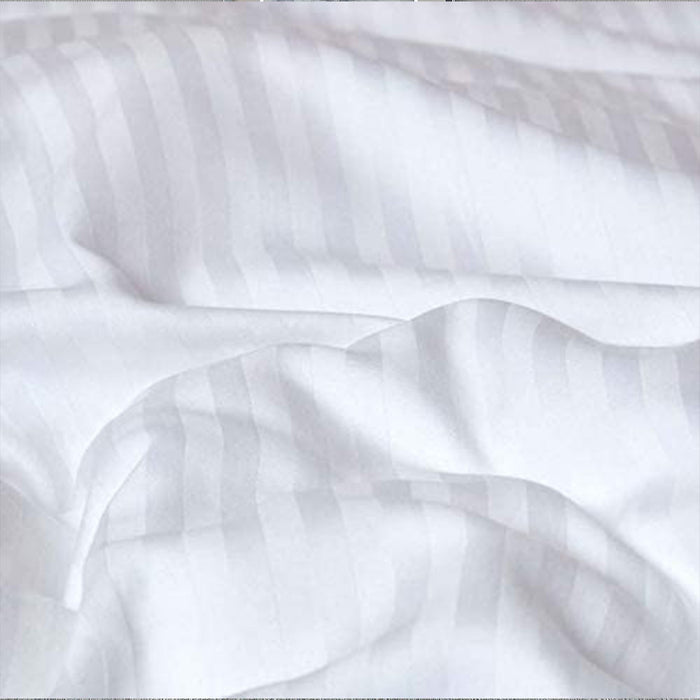 220 Thread Satin Stripes 100% Egyptian Cotton Duvet Cover Set - White
